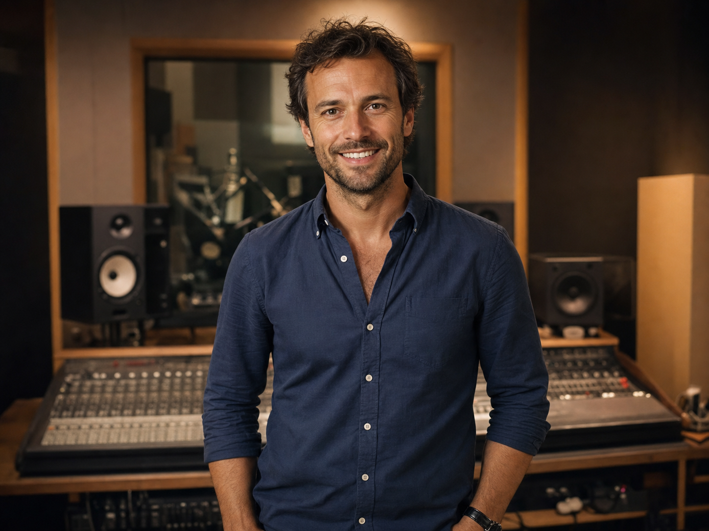 Baptiste Fournier, fondateur du studio Voixoff, dans sa cabine d'enregistrement à Béziers
